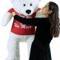 Giant White Teddy Bear 52 Inch Soft Big Plush, Wears -shirt I Love You This Much