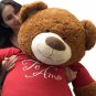 5 Foot Giant Teddy Bear 60 Inches Cinnamon Brown Color Wears TE AMO T-shirt New
