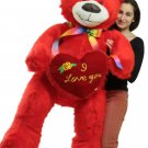 Life Size 5 Foot Red Teddy Bear I Love You Heart Big Plush Soft Made in USA