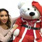 52-inch White Teddy Bear Wears Santa Suit and Tshirt that says Merry Christmas