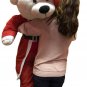 52-inch White Teddy Bear Wears Santa Suit and Tshirt that says Merry Christmas