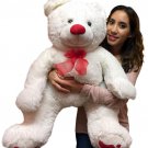 Big Plush 3 Foot Teddy Bear 36 Inches Soft White Plushie with Red Nose and Paws