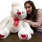 Big Plush 3 Foot Teddy Bear 36 Inches Soft White Plushie with Red Nose and Paws