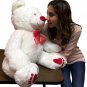 Big Plush 3 Foot Teddy Bear 36 Inches Soft White Plushie with Red Nose and Paws