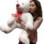 Big Plush 3 Foot Teddy Bear 36 Inches Soft White Plushie with Red Nose and Paws
