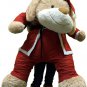 Christmas Giant Stuffed Dog Wears Removable Santa Suit, 5 Feet Long Soft