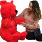 Jumbo Red Teddy Bear 46 Inch Big Plush Soft Stuffed Weighs 10 Pounds Made in USA