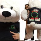 52-inch White Christmas Teddy Bear Wears Blue Tshirt Elf In Training Santa Hat