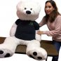 52-inch White Christmas Teddy Bear Wears Blue Tshirt Elf In Training Santa Hat