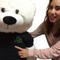 52-inch White Christmas Teddy Bear Wears Blue Tshirt Elf In Training Santa Hat