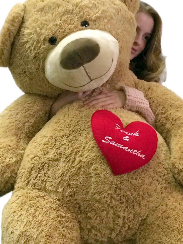 Personalized  5 Foot Giant Teddy Bear, Has Customized Heart on Chest