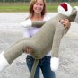 American Made Big Plush Christmas Sock Monkey 54 inches Wearing Red Santa Hat
