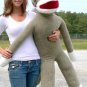 American Made Big Plush Christmas Sock Monkey 54 inches Wearing Red Santa Hat