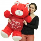 Happy Valentines Day Giant Red 36 inch Teddy Bear Soft, Wears T-Shirt  Vday
