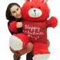 Happy Valentines Day Giant Red 36 inch Teddy Bear Soft, Wears T-Shirt Vday