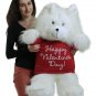Happy Valentines Day Giant White 36 inch Teddy Bear Soft, Wears T-Shirt Vday