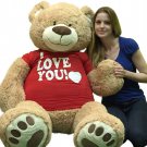 I Love You Giant 5 Foot Teddy Bear Soft 60 Inch Wears I Love You T-shirt 16 Lbs