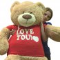 I Love You Giant 5 Foot Teddy Bear Soft 60 Inch Wears I Love You T-shirt 16 Lbs