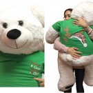 52-inch White Teddy Bear 2-Side Tshirt Here Comes Santa Claus & Reindeer Antlers
