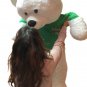 52-inch White Teddy Bear 2-Side Tshirt Here Comes Santa Claus & Reindeer Antlers