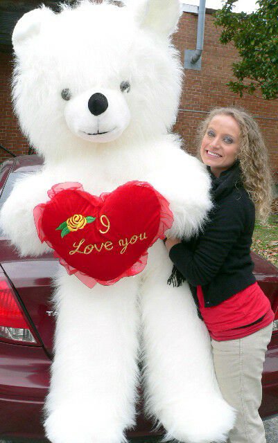6 Foot Teddy Bear Giant White Soft With I Love You Heart, 72 Inch Made in USA