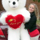 6 Foot Teddy Bear Giant White Soft With I Love You Heart, 72 Inch Made in USA