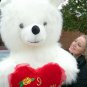 6 Foot Teddy Bear Giant White Soft With I Love You Heart, 72 Inch Made in USA