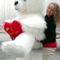 6 Foot Teddy Bear Giant White Soft With I Love You Heart, 72 Inch Made in USA
