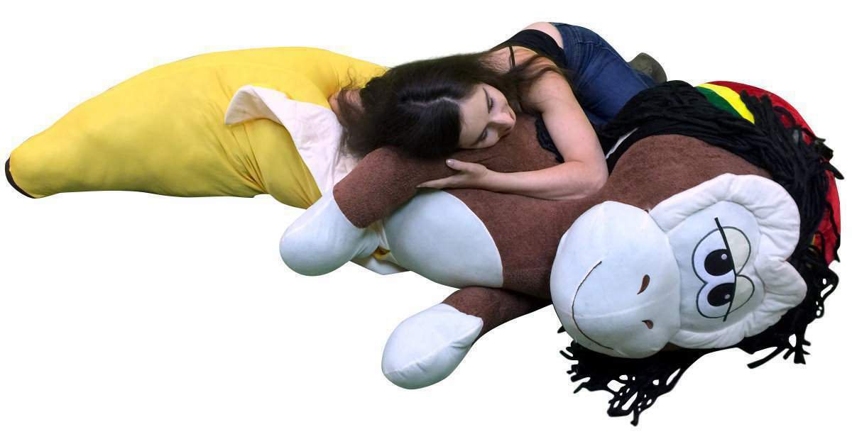 Giant 6 Foot Stuffed Banana Monkey Pillow Huge Soft 72 Inch Big Plush Rasta