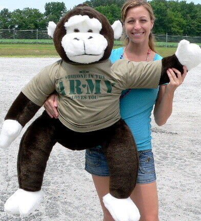 U.S. Army 40 inch Giant Stuffed Monkey T-shirt SOMEONE IN THE ARMY LOVES YOU