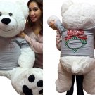 52-inch White Christmas Teddy Bear Wears Tshirt Deck the Halls  Christmas Wreath