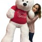 52-inch White Teddy Bear Wears Removable Red Tshirt that says Merry Christmas