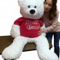 52-inch White Teddy Bear Wears Removable Red Tshirt that says Merry Christmas