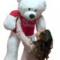 52-inch White Teddy Bear Wears Removable Red Tshirt that says Merry Christmas