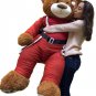 Giant Christmas Teddy Bear 60 Inch Soft Wears Santa Claus Suit 5 Foot Brown Bear