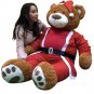 Giant Christmas Teddy Bear 60 Inch Soft Wears Santa Claus Suit 5 Foot Brown Bear