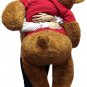 5 Foot Giant Brown Teddy Bear Wears Red Tshirt that says Merry Christmas