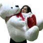 Big Plush Giant Teddy Bear 62 Inch Soft White Has TE AMO Heart Pillow Made in US