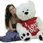 Giant Valentine's Day Teddy Bear 52 Inch White Soft, Wears T-shirt I Love You