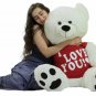 Giant Valentine's Day Teddy Bear 52 Inch White Soft, Wears T-shirt I Love You
