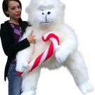 Giant Stuffed Christmas Gorilla With Big Plush Candy Cane, American Made 40 inch