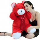 Jumbo 3 Foot Red Teddy Bear 36 Inch Soft Big Plush Cuddle Buddy Made in USA