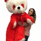Big Plush Red White Stuffed Panda Bear, Giant 6 Foot Valentine Teddy Huge Soft