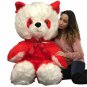 Big Plush Red White Stuffed Panda Bear, Giant 6 Foot Valentine Teddy Huge Soft