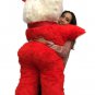 Big Plush Red White Stuffed Panda Bear, Giant 6 Foot Valentine Teddy Huge Soft