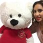52 inch White Teddy Bear Tshirt Merry Christmas Yall front Christmas Tree onBack