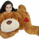 Giant Stuffed Puppy Dog Heart on Butt, 5 Feet Long Soft Large Plush Brown