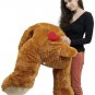 Giant Stuffed Puppy Dog Heart on Butt, 5 Feet Long Soft Large Plush Brown