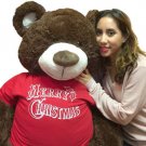 Big Plush Giant Holiday Teddy Bear 5 Feet Tall Wears Merry Christmas Tshirt
