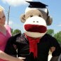 72 Inch Big Plush Giant Graduation Sock Monkey 6 Feet Tall wears Graduation Suit